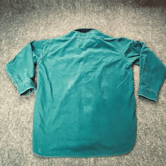 Vintage LL‎ Bean Shirt Mens 17 Tall Aqua Chamois Flannel Distressed USA Camping - Picture 12 of 13